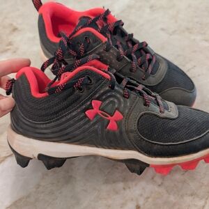 Under Armour Kids' Black and Pink Sports Cleats Shoes